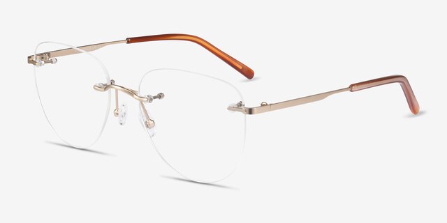 Ritzy Gold MetalEyeglass Frames from EyeBuyDirect, Angle View