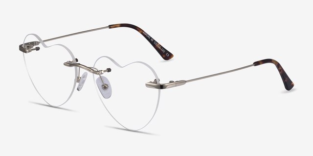 Amore Argenté MétalMontures de lunettes de vue d'EyeBuyDirect, Vue d'Angle