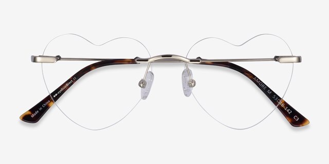 Amore Argenté MétalMontures de lunettes de vue d'EyeBuyDirect, Vue Rapprochée