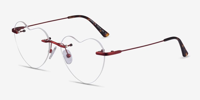 Amore Red MetalEyeglass Frames from EyeBuyDirect, Angle View