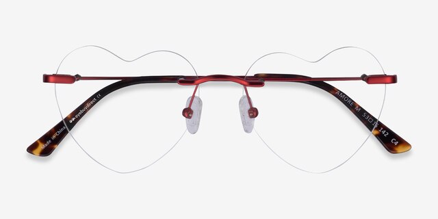 Amore Red MetalEyeglass Frames from EyeBuyDirect, Closed View