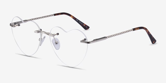 Bae Silver MetalEyeglass Frames from EyeBuyDirect, Angle View