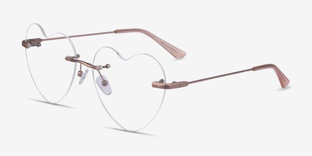 Spark Glitter Rose Gold MetalEyeglass Frames from EyeBuyDirect, Angle View