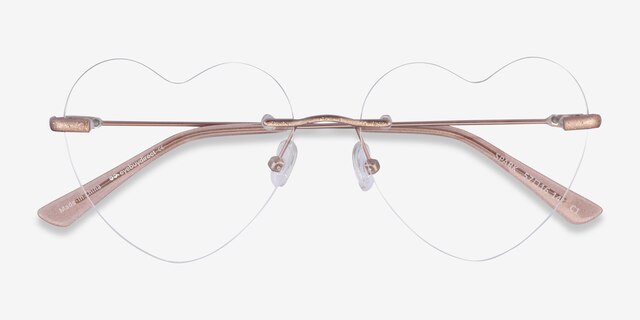 Spark Glitter Rose Gold MetalEyeglass Frames from EyeBuyDirect, Closed View