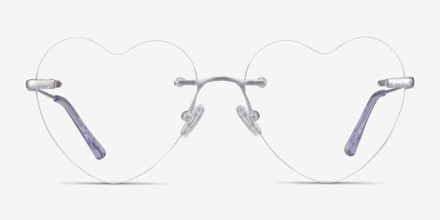 Spark Glitter Silver MetalEyeglass Frames from EyeBuyDirect, Front View