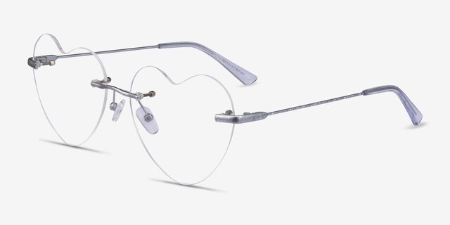 Spark Glitter Silver MetalEyeglass Frames from EyeBuyDirect, Angle View