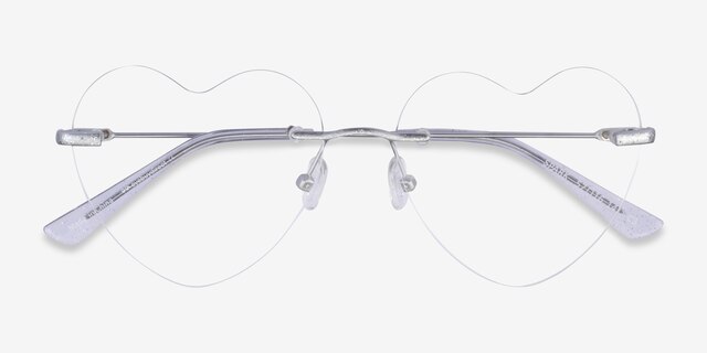 Spark Glitter Silver MetalEyeglass Frames from EyeBuyDirect, Closed View