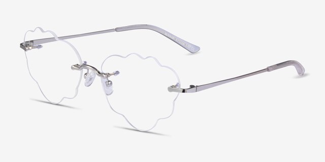 Nuvem Silver MetalEyeglass Frames from EyeBuyDirect, Angle View