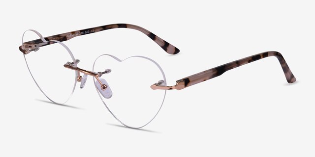 Poem Shiny Rose Gold MetalEyeglass Frames from EyeBuyDirect, Angle View