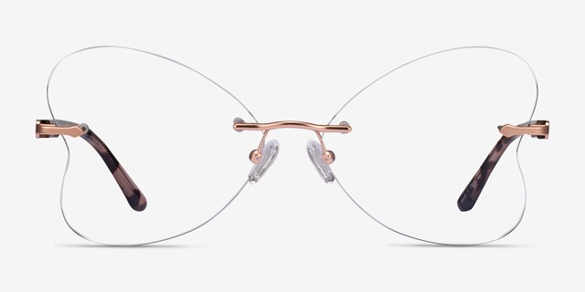 Wish Matt Rose Gold MetalEyeglass Frames from EyeBuyDirect, Front View