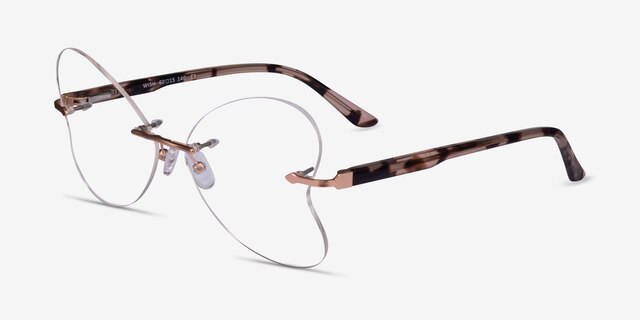 Wish Matt Rose Gold MetalEyeglass Frames from EyeBuyDirect, Angle View