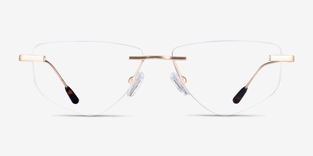 Phil Matte Gold MetalEyeglass Frames from EyeBuyDirect, Front View