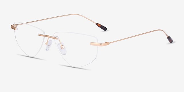Phil Matte Gold MetalEyeglass Frames from EyeBuyDirect, Angle View