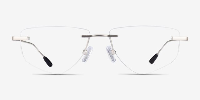 Phil Matte Silver MetalEyeglass Frames from EyeBuyDirect, Front View