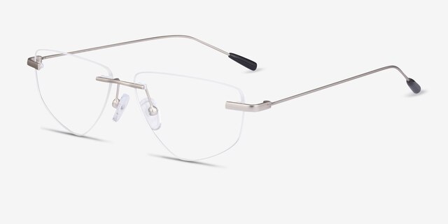 Phil Matte Silver MetalEyeglass Frames from EyeBuyDirect, Angle View