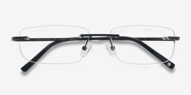 Port Black TitaniumEyeglass Frames from EyeBuyDirect, Closed View