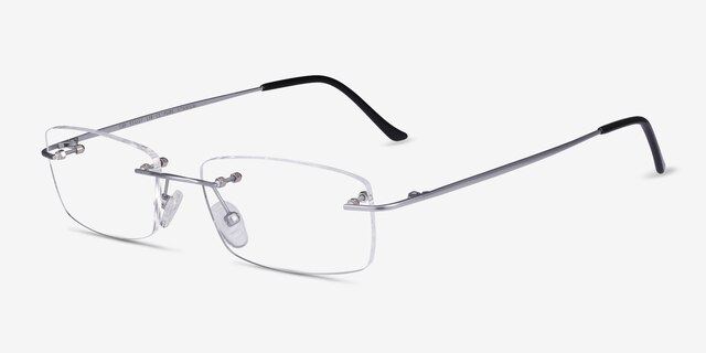 Ebb Silver TitaniumEyeglass Frames from EyeBuyDirect, Angle View