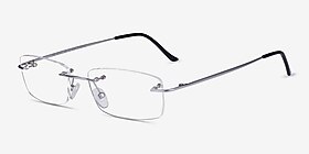 Ebb Argenté Titanium Montures de lunettes de vue d'EyeBuyDirect, Vue d'Angle