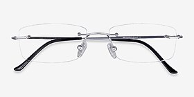 Ebb Argenté Titanium Montures de lunettes de vue d'EyeBuyDirect, Vue Rapprochée