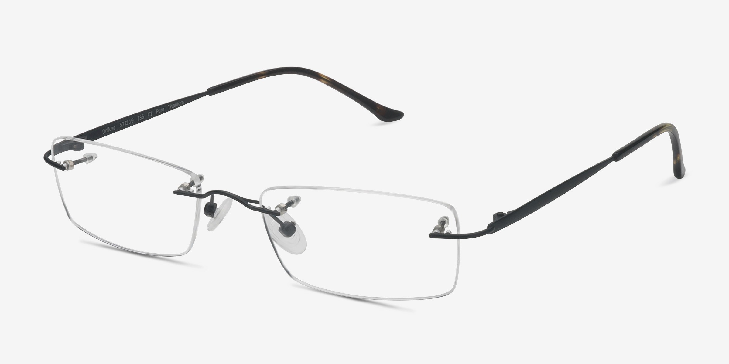 Diffuse Rectangle Black Rimless Eyeglasses Eyebuydirect Canada 3332