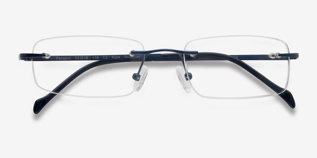 Paragon Navy TitaniumEyeglass Frames from EyeBuyDirect, Closed View