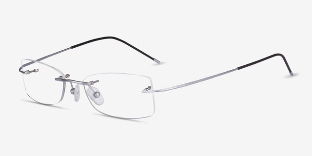 Giroux Silver TitaniumEyeglass Frames from EyeBuyDirect, Angle View