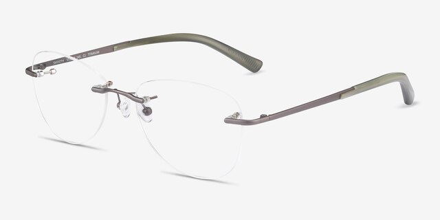 Smooth Dark Gunmetal TitaniumEyeglass Frames from EyeBuyDirect, Angle View