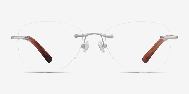Smooth Silver TitaniumEyeglass Frames from EyeBuyDirect, Front View