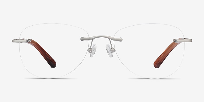 Smooth Silver Titanium Eyeglass Frames from EyeBuyDirect