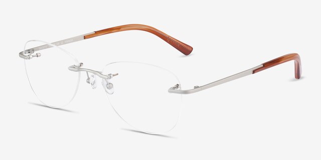 Smooth Silver TitaniumEyeglass Frames from EyeBuyDirect, Angle View