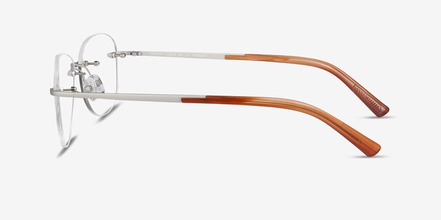 Smooth Silver TitaniumEyeglass Frames from EyeBuyDirect, Side View