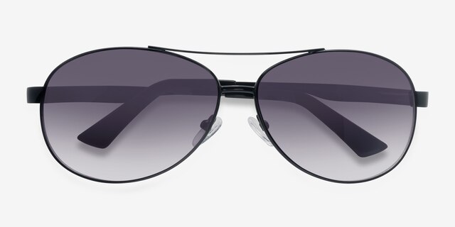 Santorini Black MetalSunglass Frames from EyeBuyDirect, Closed View