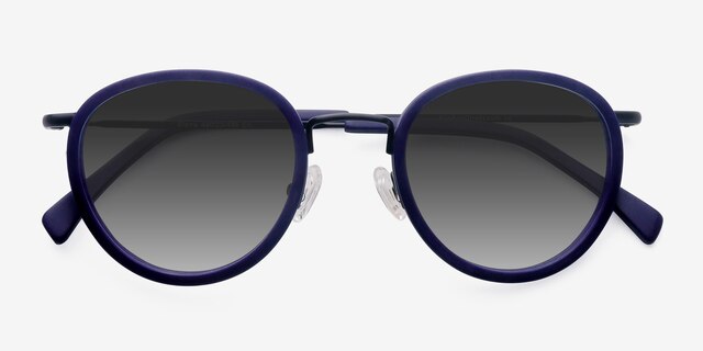 Siena Matte Navy Acetate-metalSunglass Frames from EyeBuyDirect, Closed View
