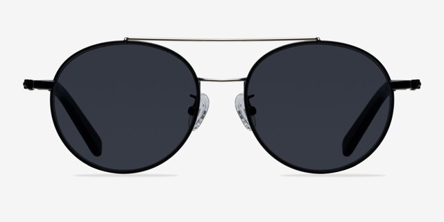 Hendrix Black & Silver MetalSunglass Frames from EyeBuyDirect, Front View