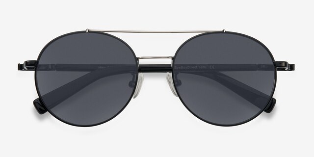 Hendrix Black & Silver MetalSunglass Frames from EyeBuyDirect, Closed View