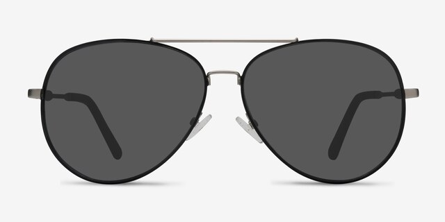 Camp Black Silver MetalSunglass Frames from EyeBuyDirect, Front View
