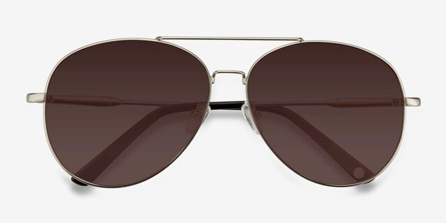 Camp Matte Silver MetalSunglass Frames from EyeBuyDirect, Closed View
