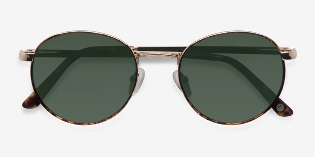 Saigon Tortoise Golden MetalSunglass Frames from EyeBuyDirect, Closed View