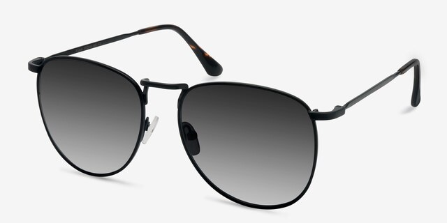 Fume Noir MétalSoleil de Lunette de vue d'EyeBuyDirect, Vue d'Angle
