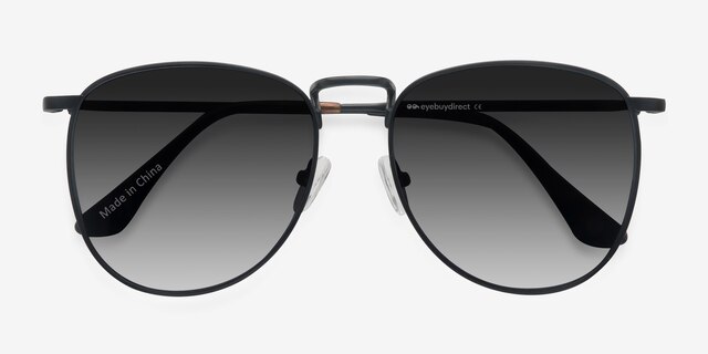 Fume Noir MétalSoleil de Lunette de vue d'EyeBuyDirect, Vue Rapprochée