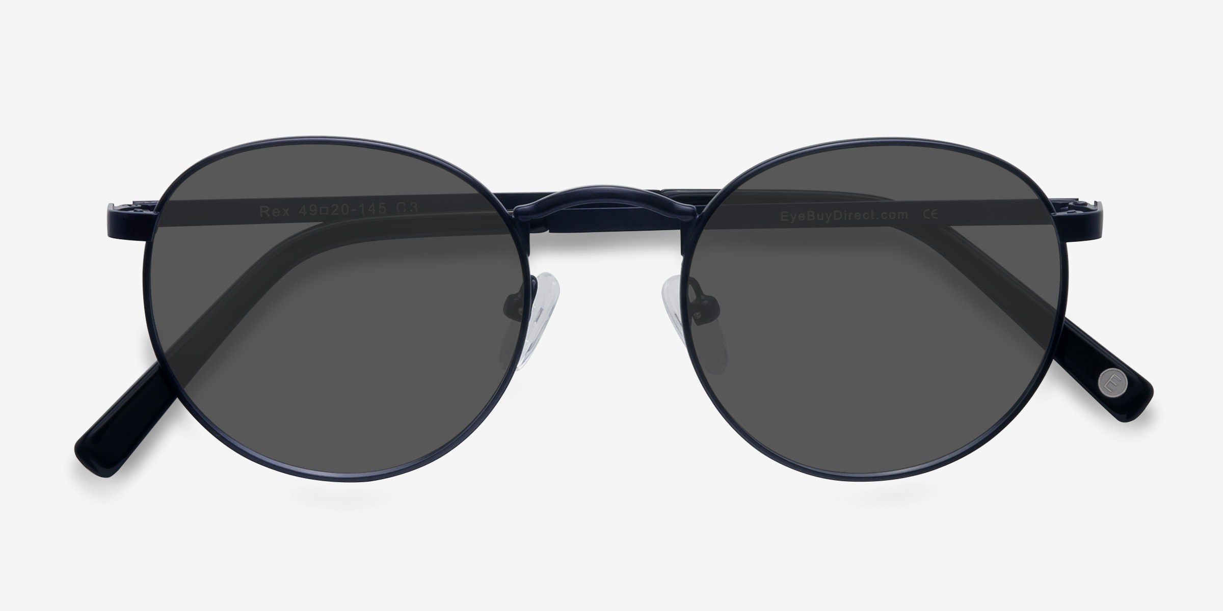 Rex - Round Navy Frame Prescription Sunglasses | Eyebuydirect Canada