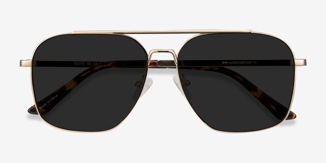 Route 66 Golden MetalSunglass Frames from EyeBuyDirect, Closed View