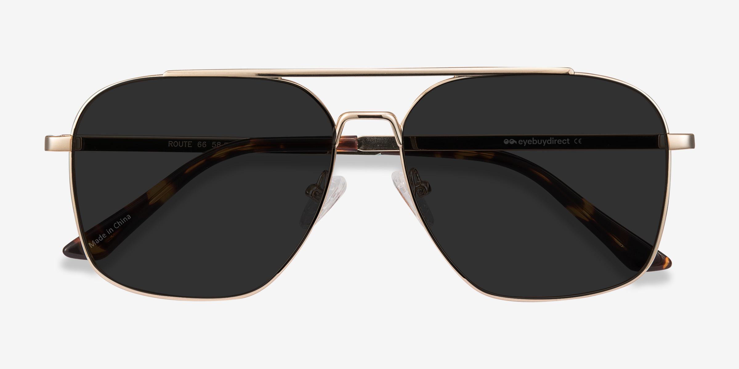 Route 66 - Aviator Golden Frame Sunglasses For Men | Eyebuydirect