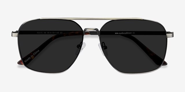 Route 66 Gunmetal MetalSunglass Frames from EyeBuyDirect, Closed View
