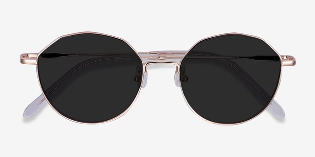 Village Rose Gold MetalSunglass Frames from EyeBuyDirect, Closed View