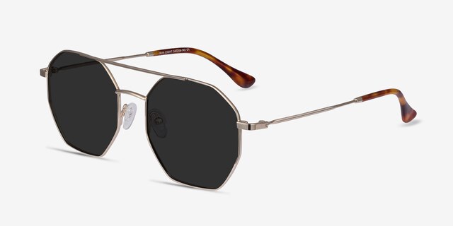 Sun Eight Golden MetalSunglass Frames from EyeBuyDirect, Angle View