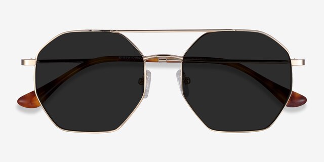 Sun Eight Golden MetalSunglass Frames from EyeBuyDirect, Closed View