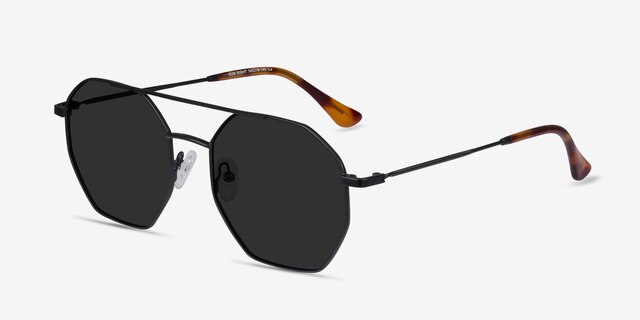 Sun Eight Noir MétalSoleil de Lunette de vue d'EyeBuyDirect, Vue d'Angle