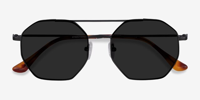 Sun Eight Noir MétalSoleil de Lunette de vue d'EyeBuyDirect, Vue Rapprochée
