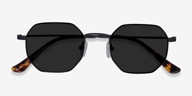Sun Soar Noir MétalSoleil de Lunette de vue d'EyeBuyDirect, Vue Rapprochée